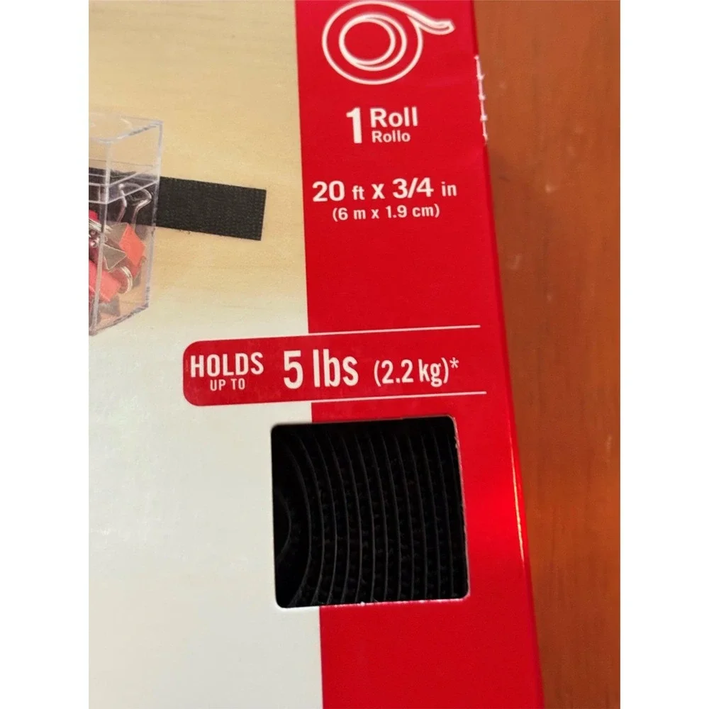 NIP VELCRO Brand Organization Sticky Back Tape 20 ft x 3/4 in Holds 5 lb Black